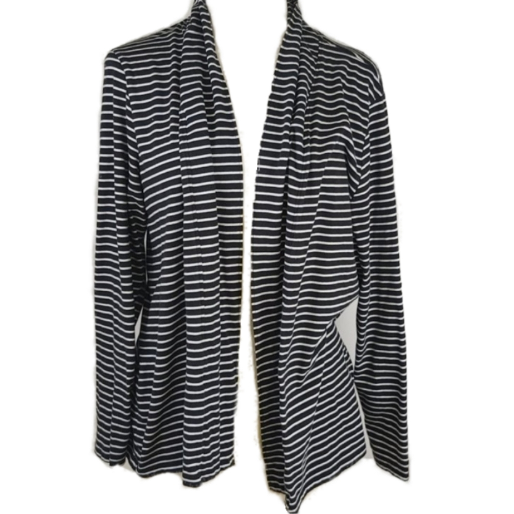 Chic Stripe Open Front Cardigan Size Large